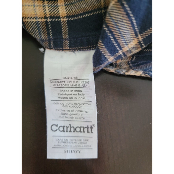 Carhartt Plaid Flannel Shirt Mens L Long Sleeve Regular Fit - Picture 10 of 11